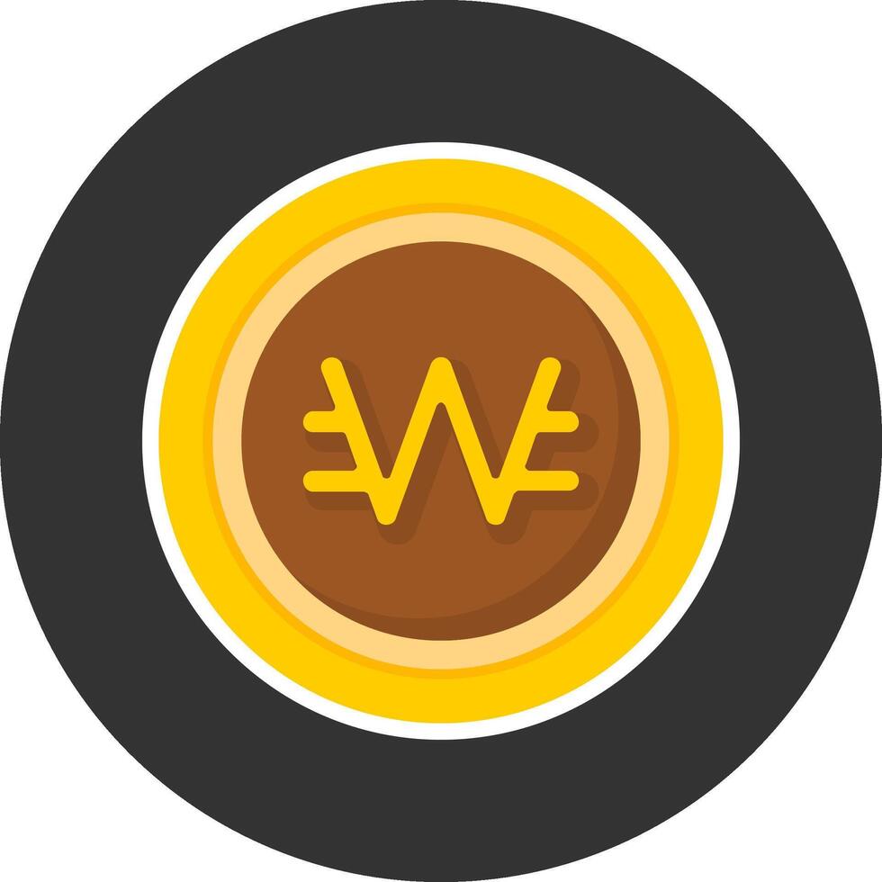 South Korean Won Sign Flat Grey Circle Style Icon vector