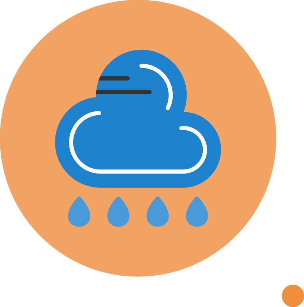 Rain Flat Long Shadow Style Icon vector