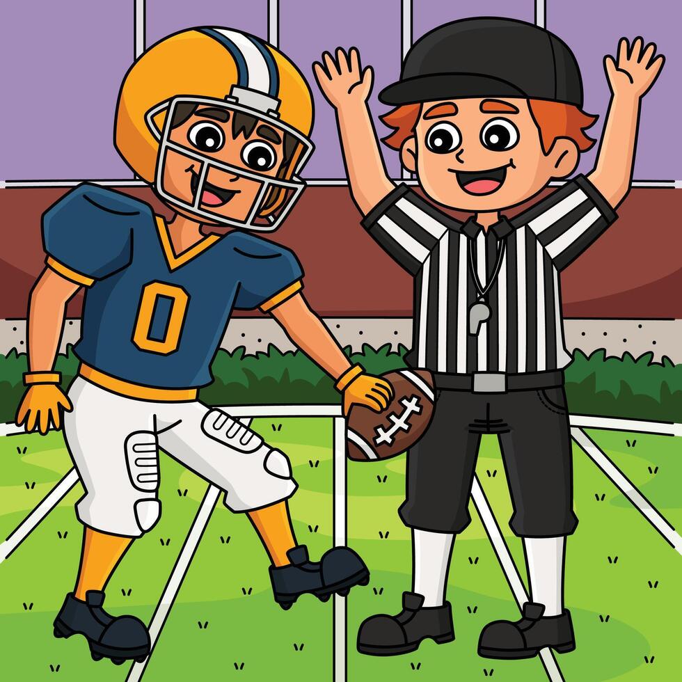 American Football Player and Referee Colored vector