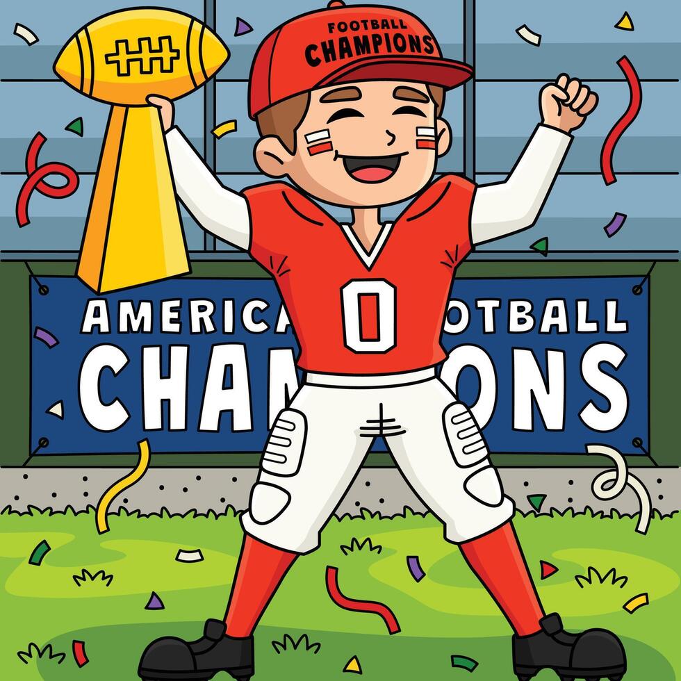 American Football Winning Super Bowl Colored vector