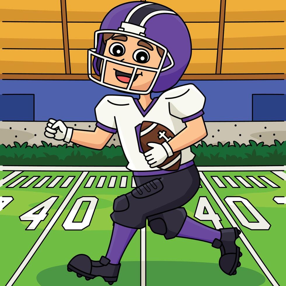 American Football Player Running a Ball Colored vector