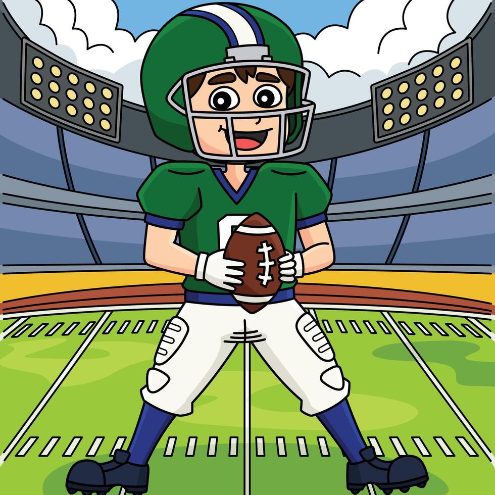 American Football Player in the Stadium Colored vector