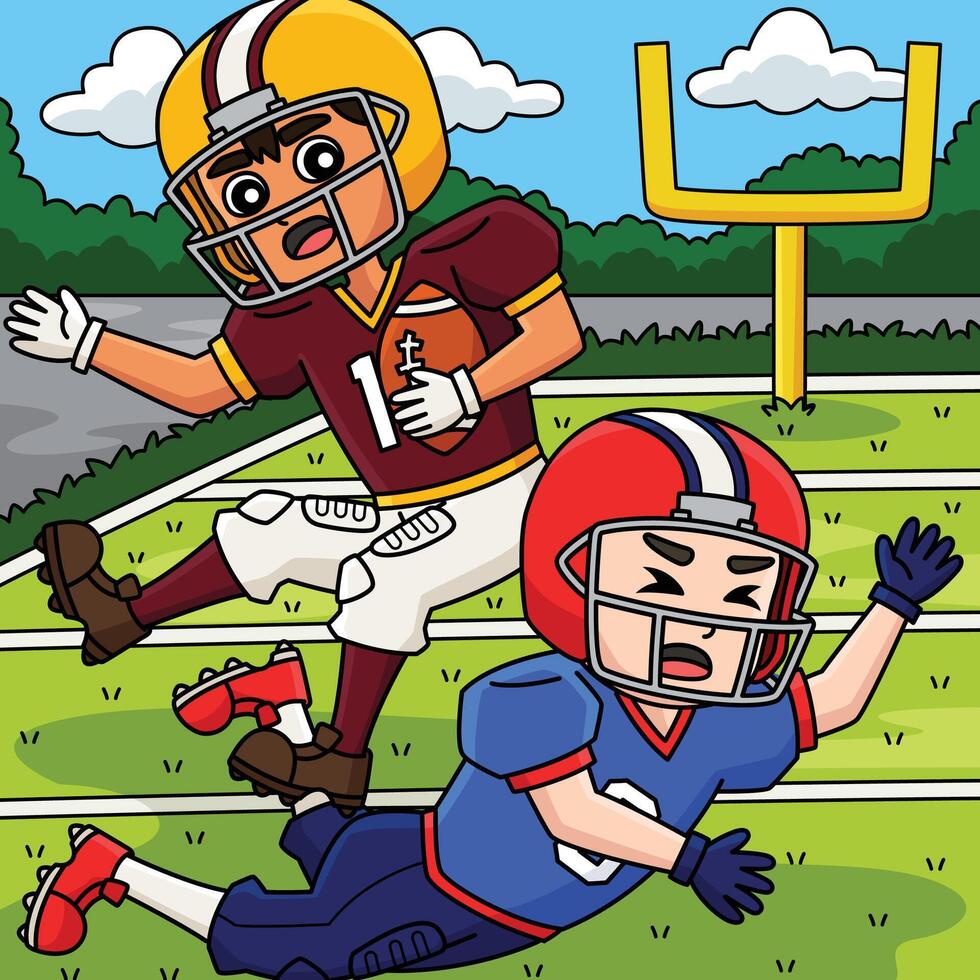 American Football Player Evading Tackle Colored vector