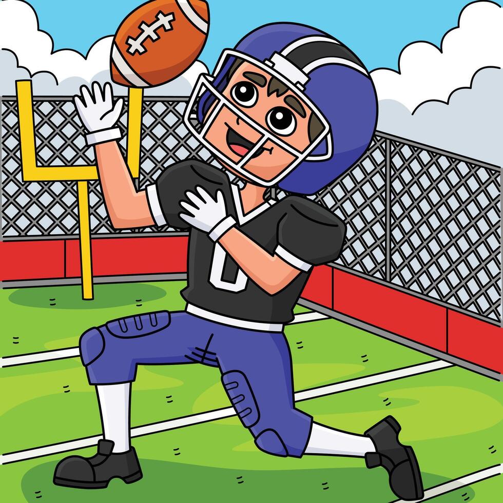 American Football Touchdown Pass Colored Cartoon vector