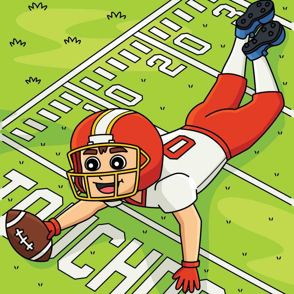 American Football Touchdown Colored Cartoon vector