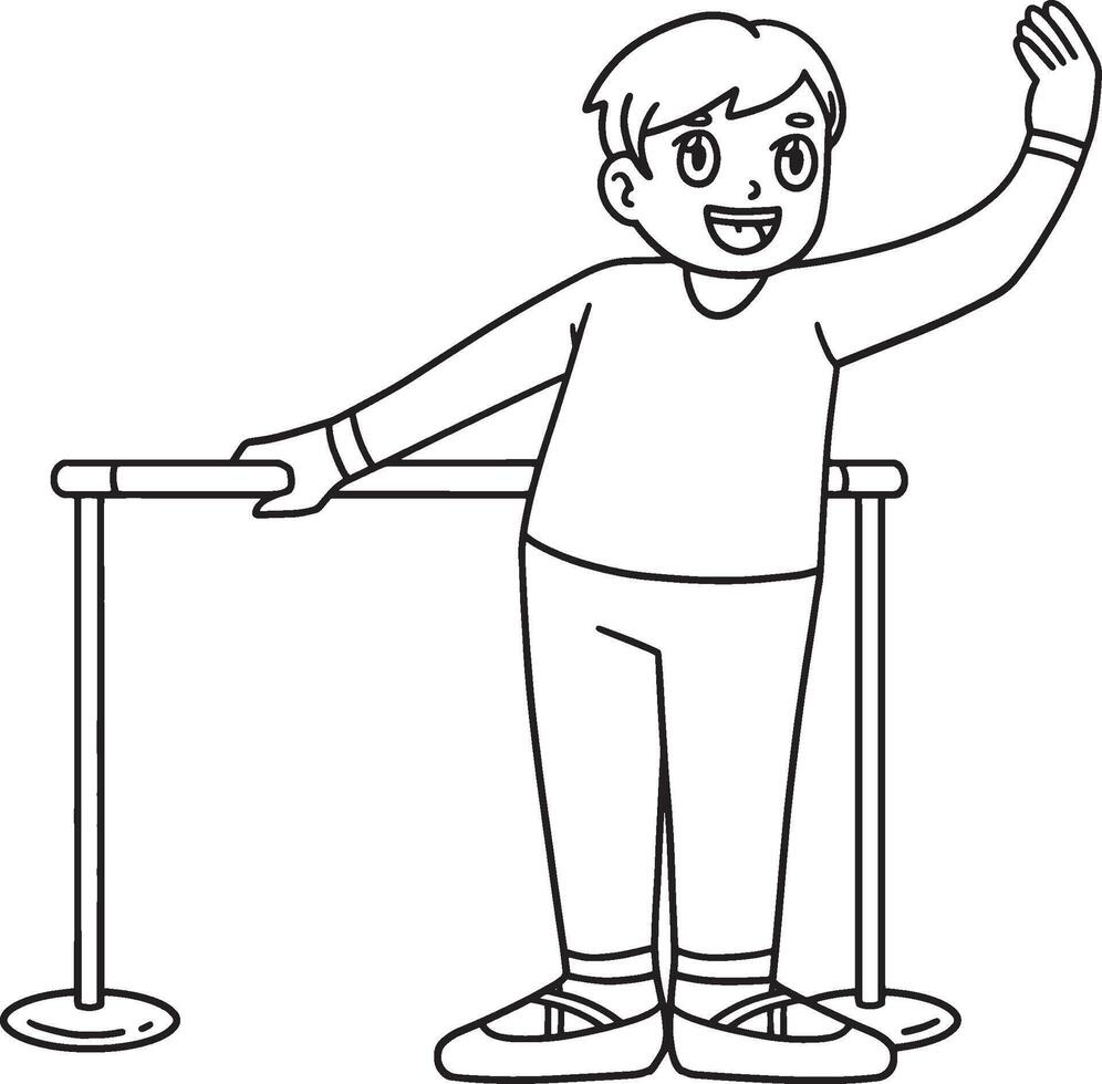 Ballet Danseur Practicing with Ballet Bar Isolated vector