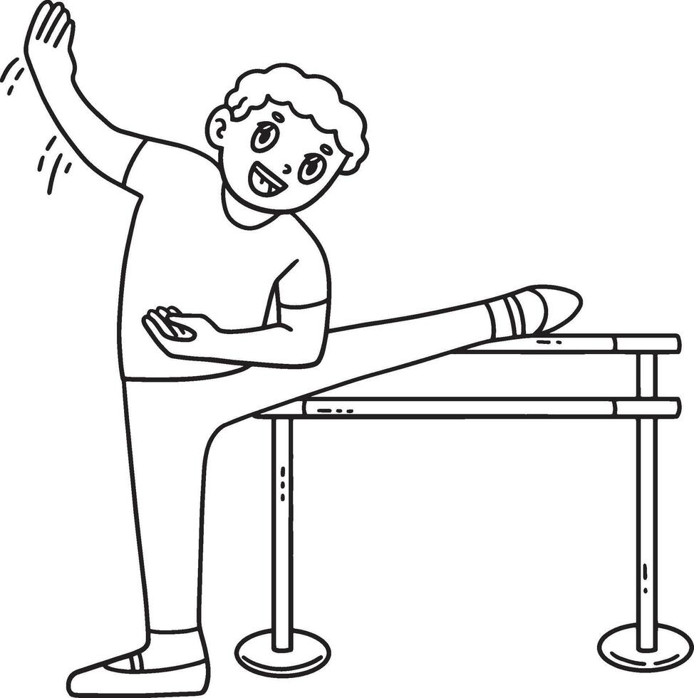 Ballet Danseur Stretching Ballet Bar Isolated vector