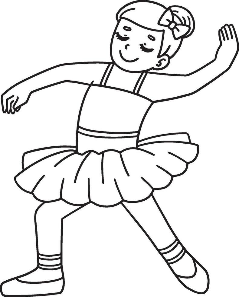 Ballerina doing an Entree Isolated Coloring Page vector