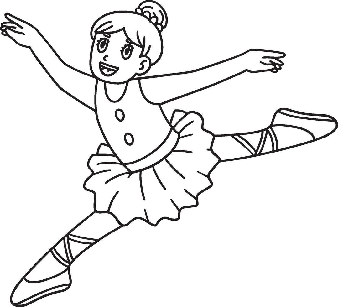 Ballerina making a Leap Isolated Coloring Page vector