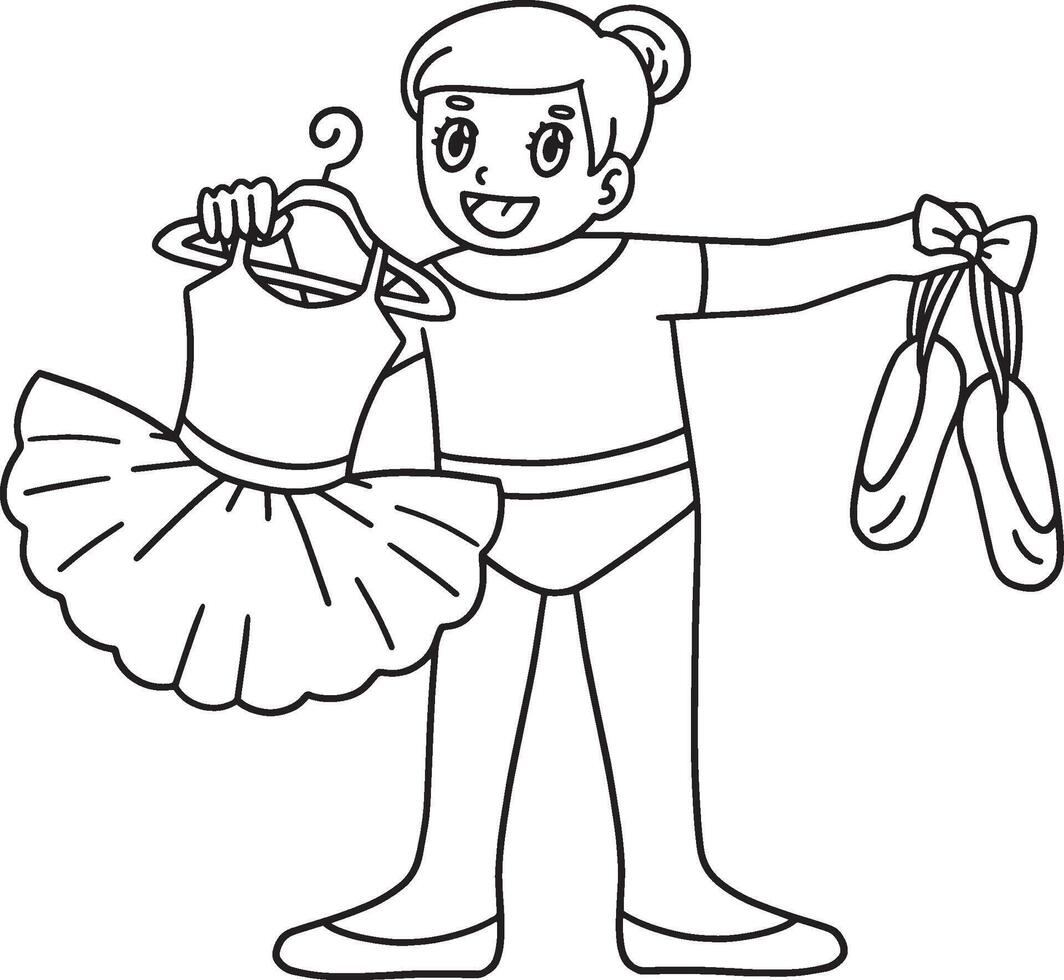 Ballerina carrying Items Isolated Coloring Page vector