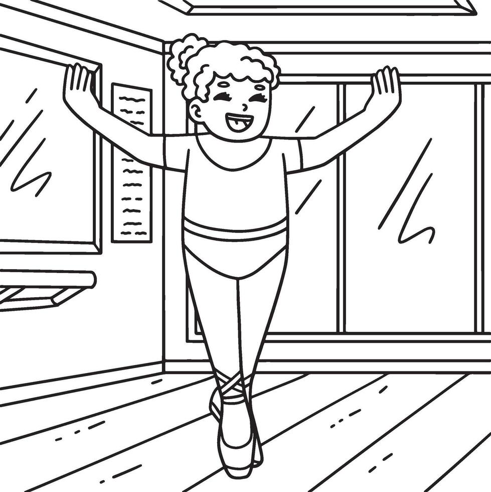 Ballerina in Releve Position Coloring Page vector