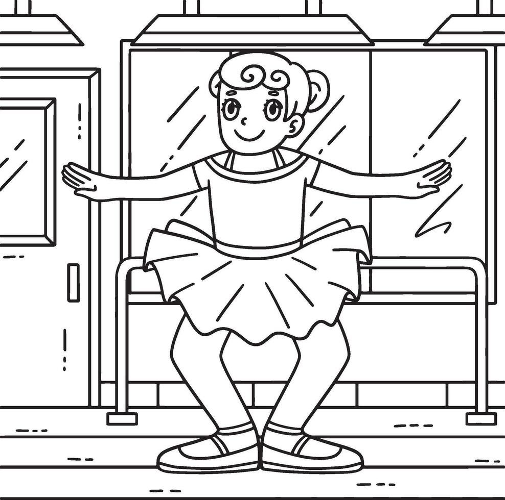 Ballerina in a Plie Coloring Page for Kids vector