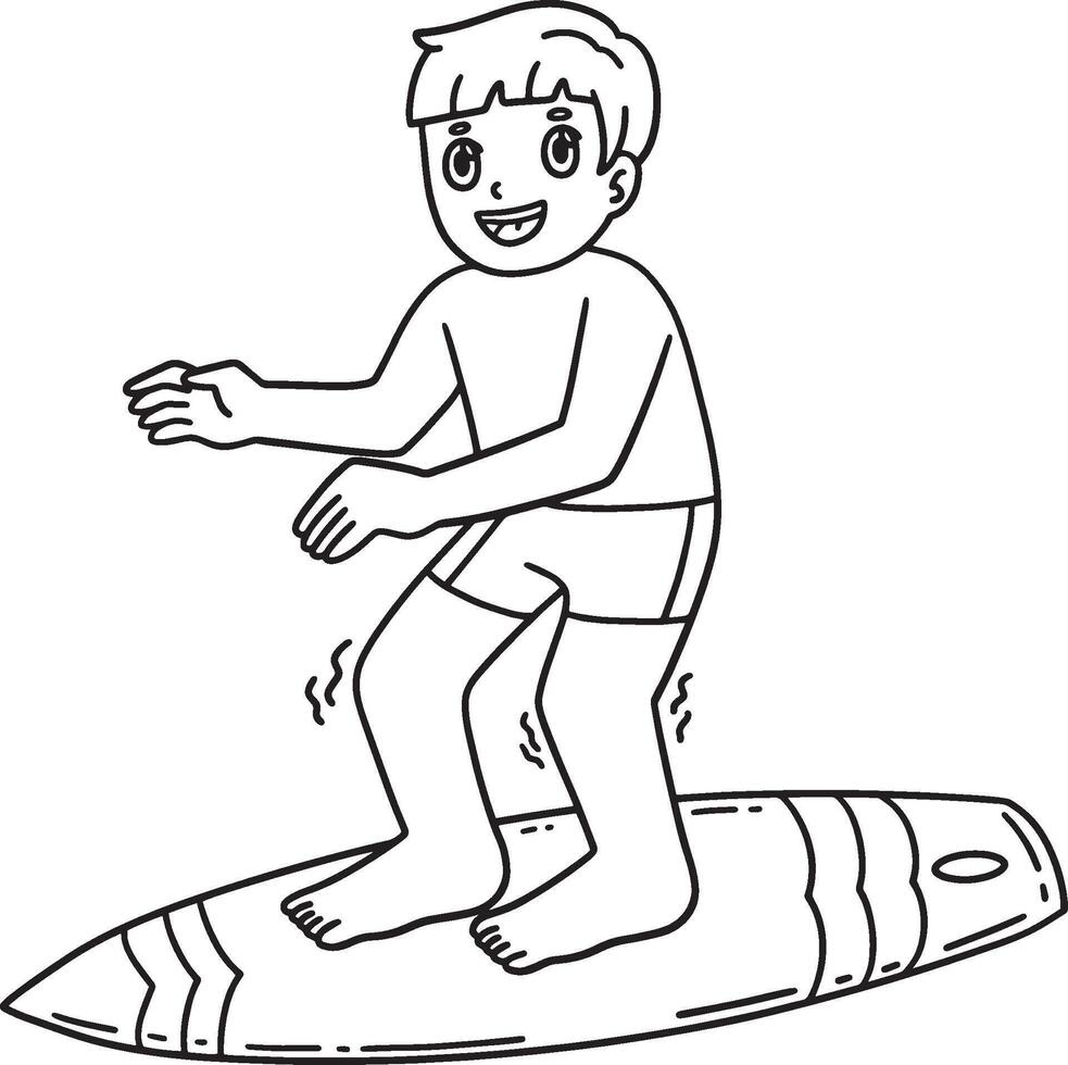 Surfing Boy Balancing on a Surfboard Isolated vector