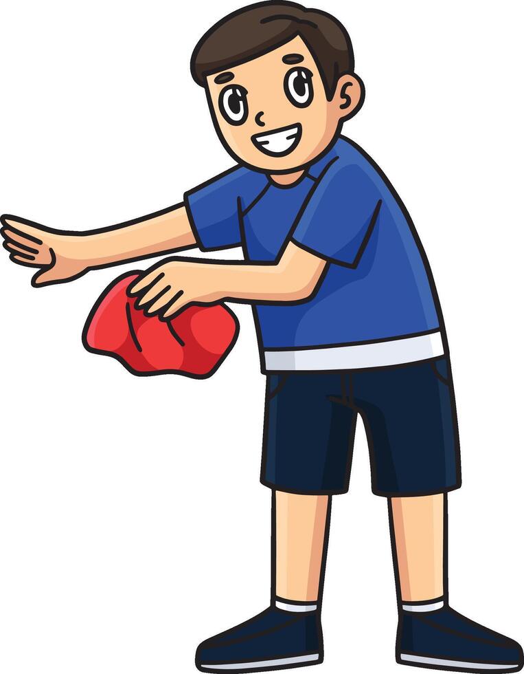 Rowing Oarsman with Cleaning Towel Cartoon Clipart vector