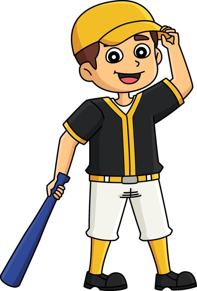 Baseball Player Cartoon Colored Clipart vector