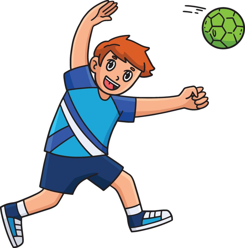 Handball Player Defense Position Cartoon Clipart vector