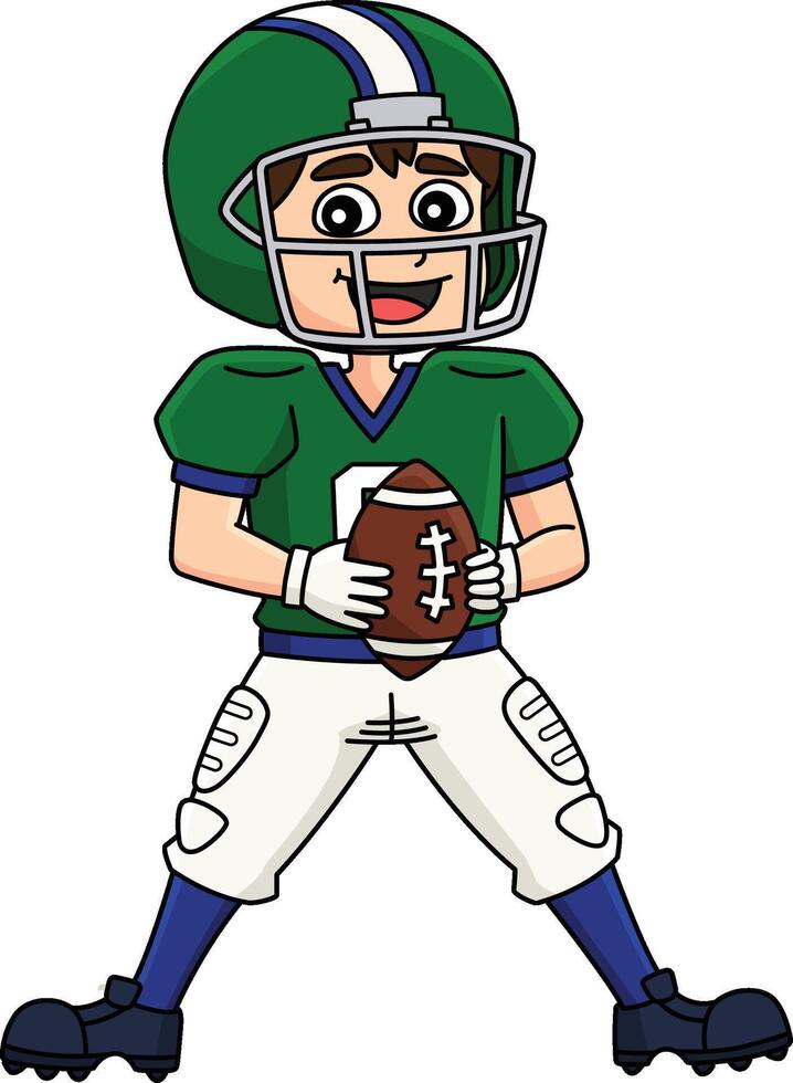 American Football Player Cartoon Colored Clipart vector