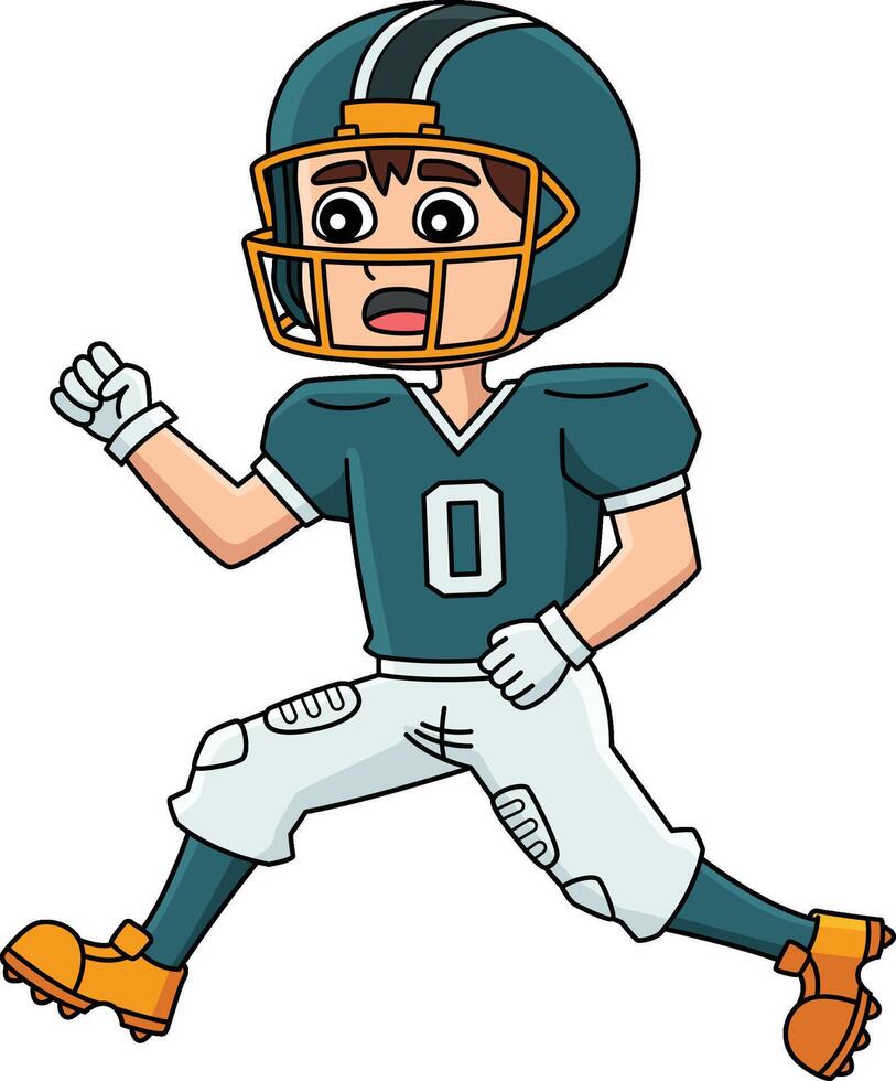 American Football Player Running Cartoon Clipart vector
