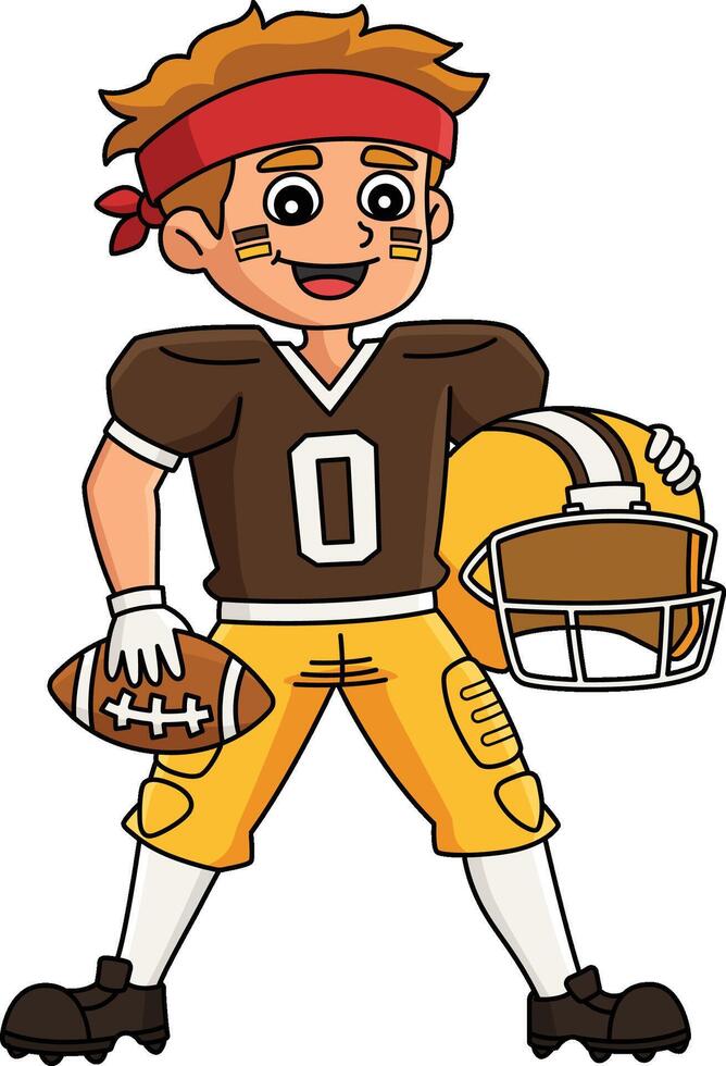 American Football Player Cartoon Colored Clipart vector