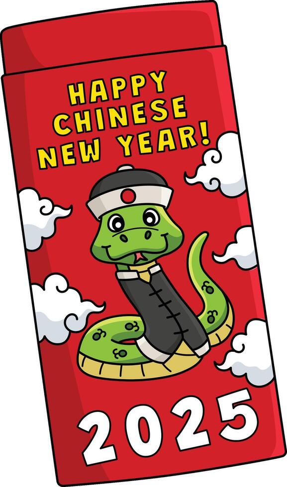 Year of the Snake Ang Pao Cartoon Colored Clipart vector