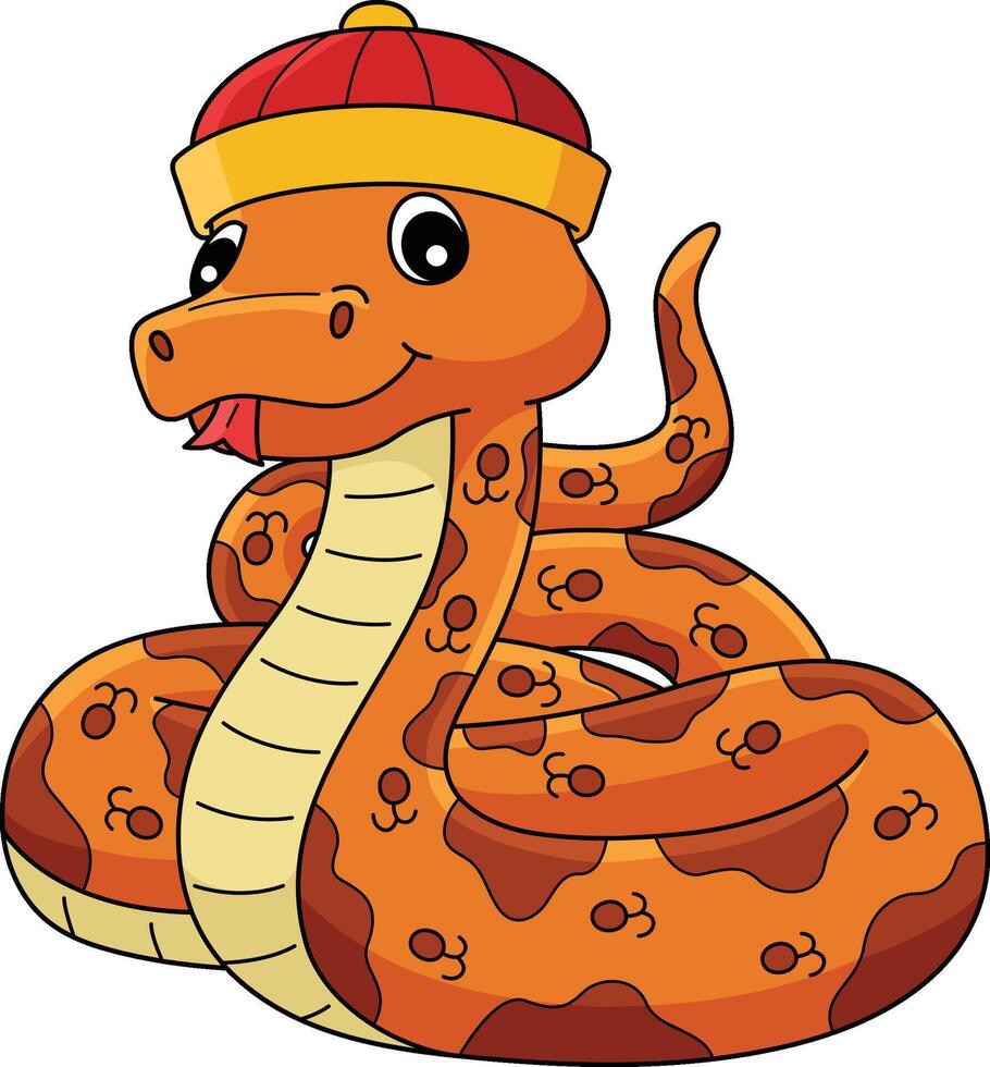 Year of the Snake Cartoon Colored Clipart vector