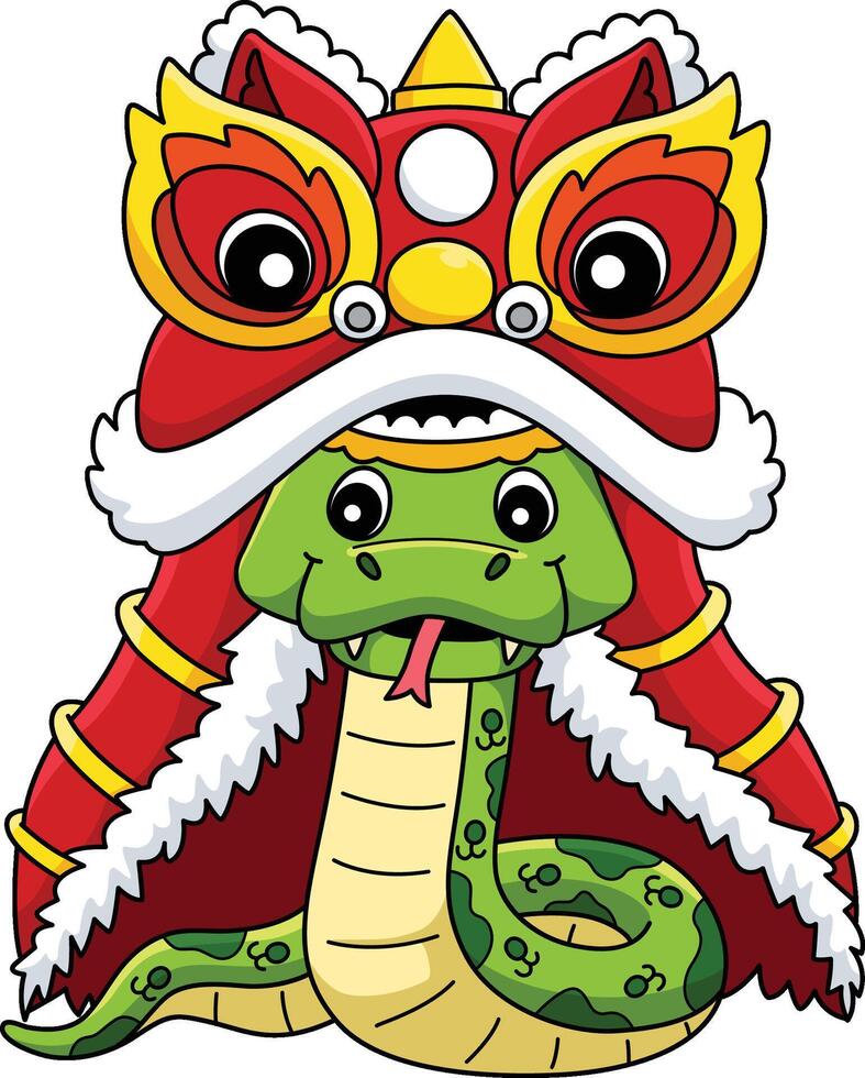 Year of the Snake with the Dragon Dance Clipart vector