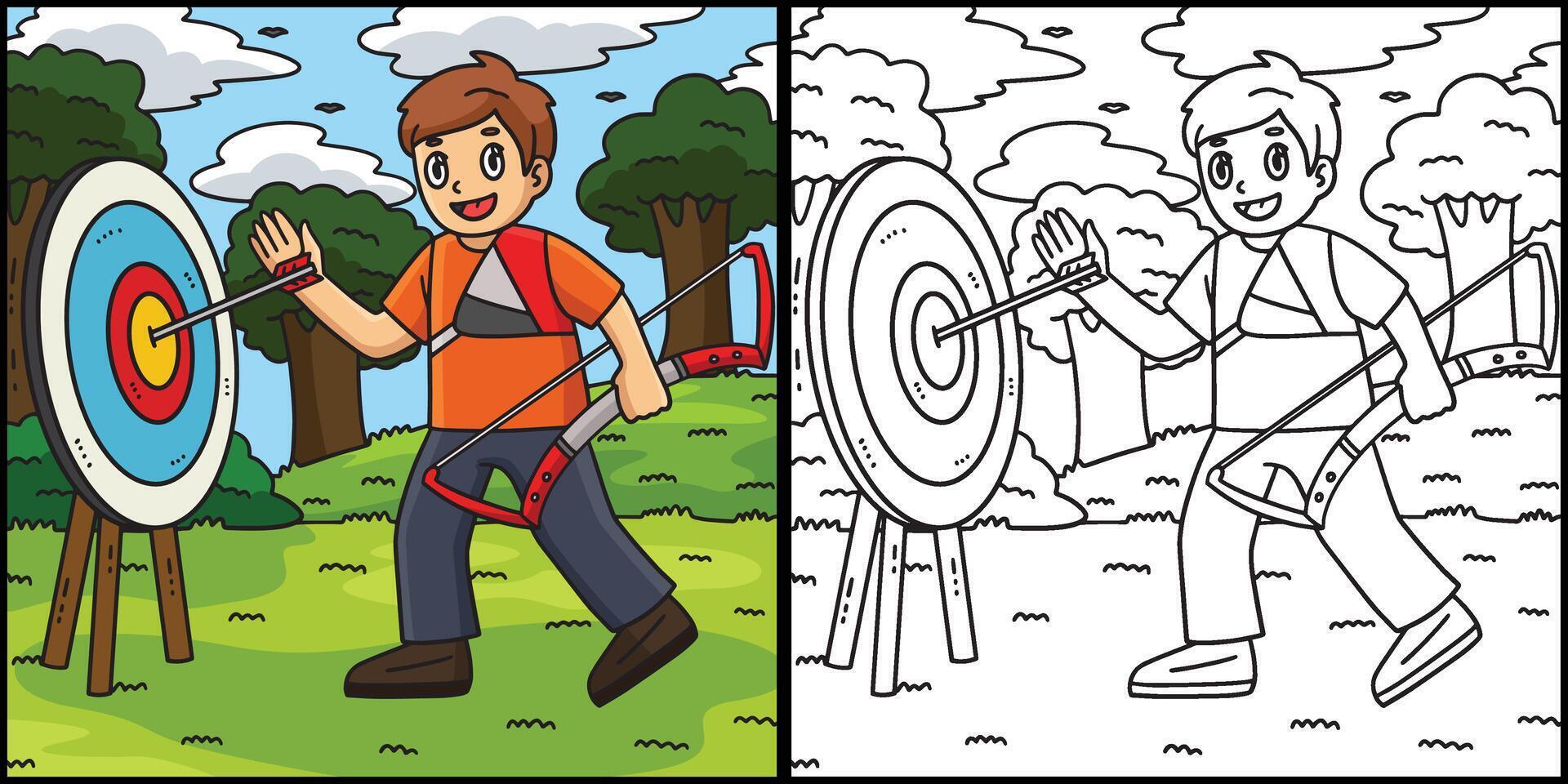 Archery Archer Retrieving Arrow Illustration vector