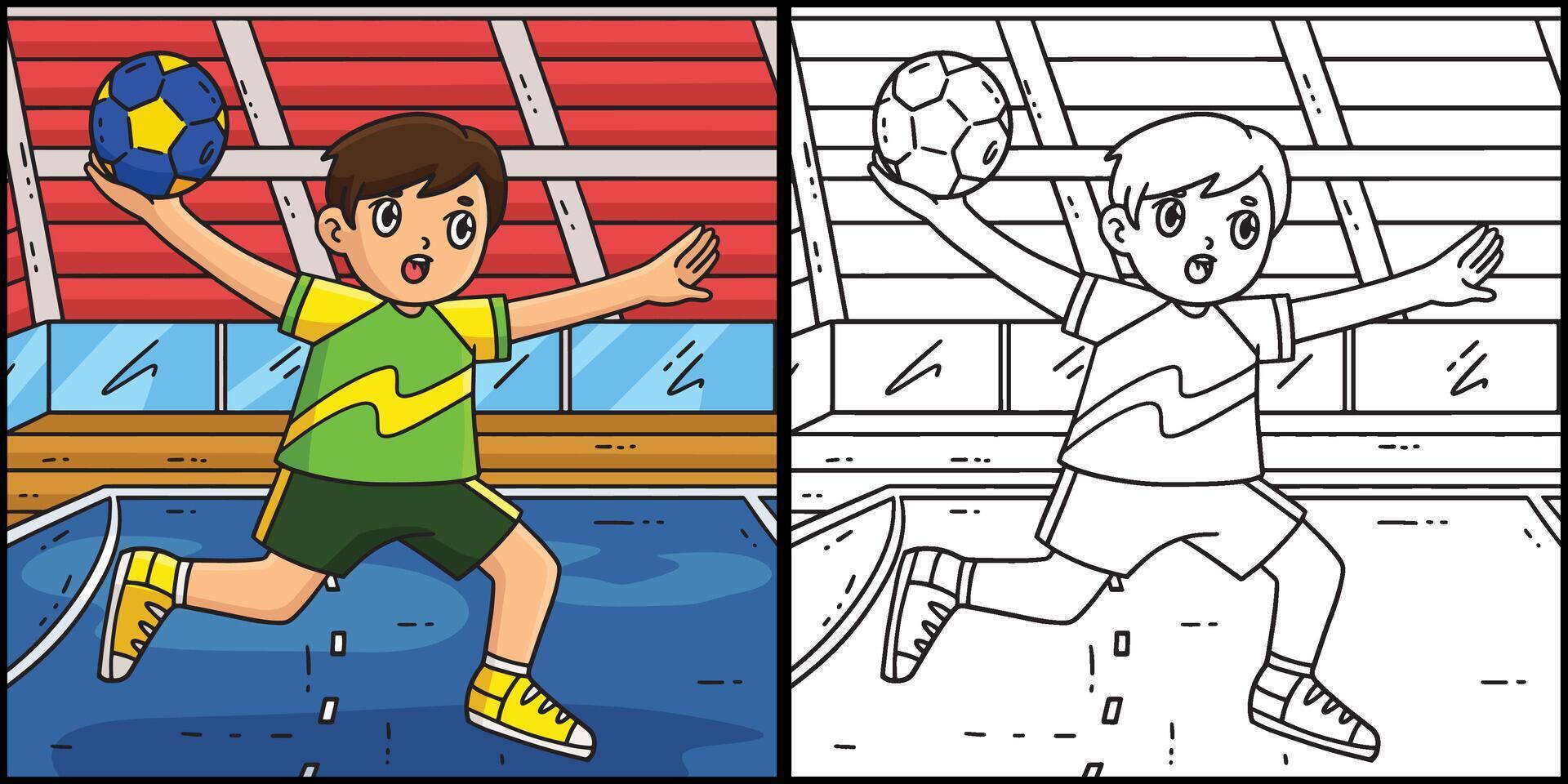 Handball Player doing a Jump Shot Illustration vector