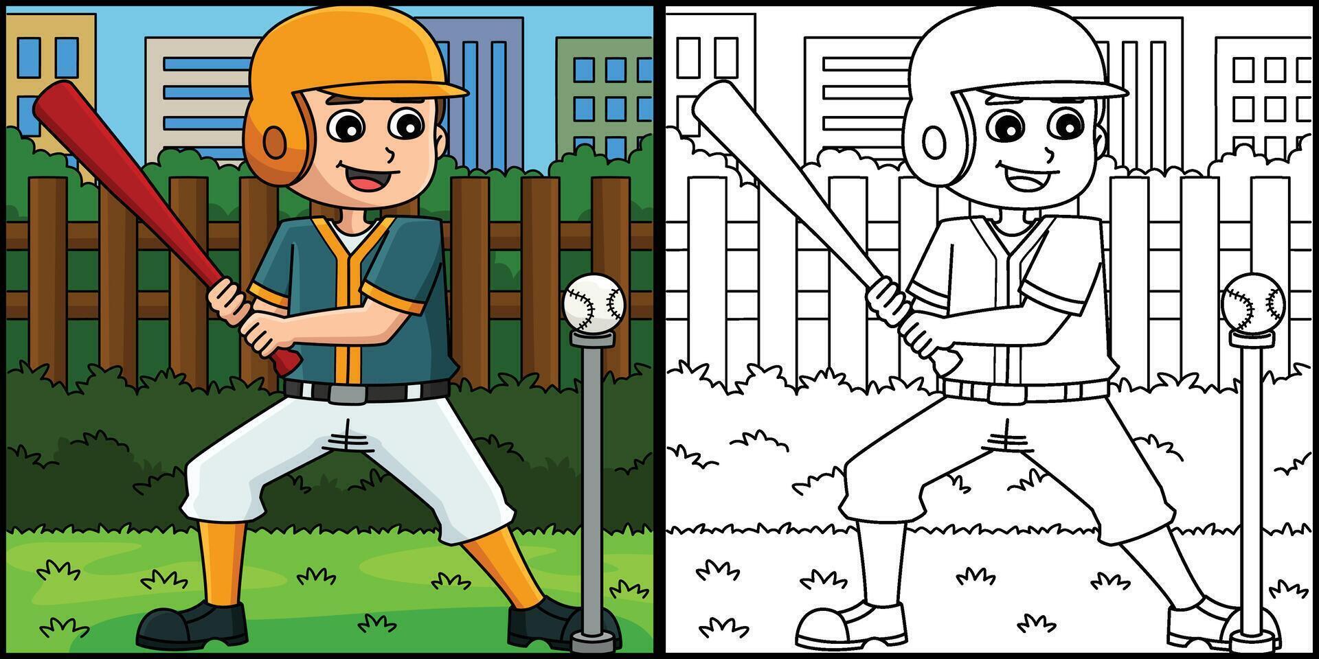 Baseball Player Training Coloring Illustration vector