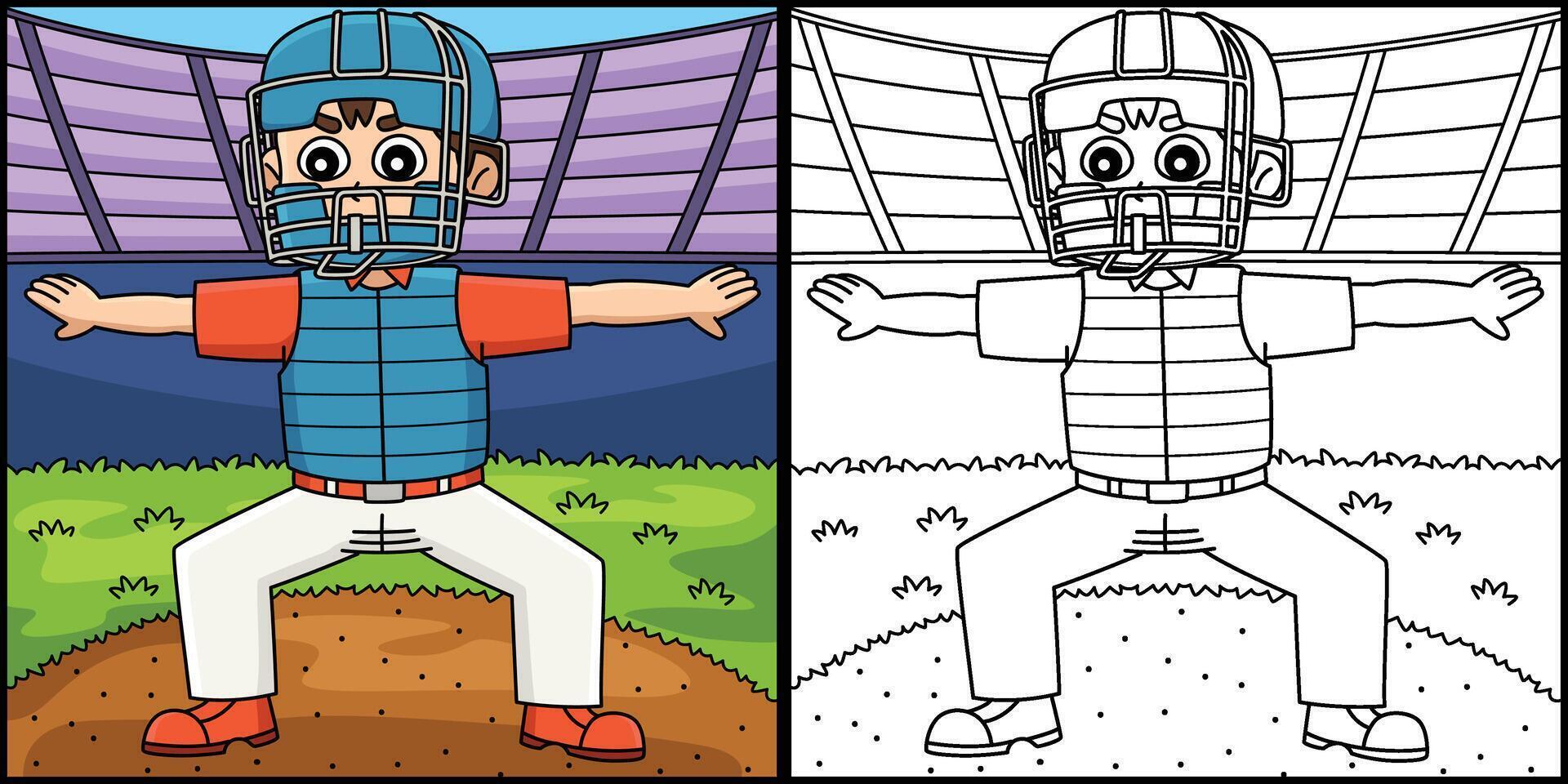 Baseball Umpire Coloring Page Colored Illustration vector