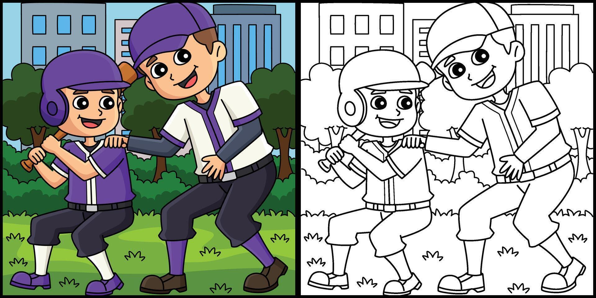 Baseball Father and Son Playing Illustration vector