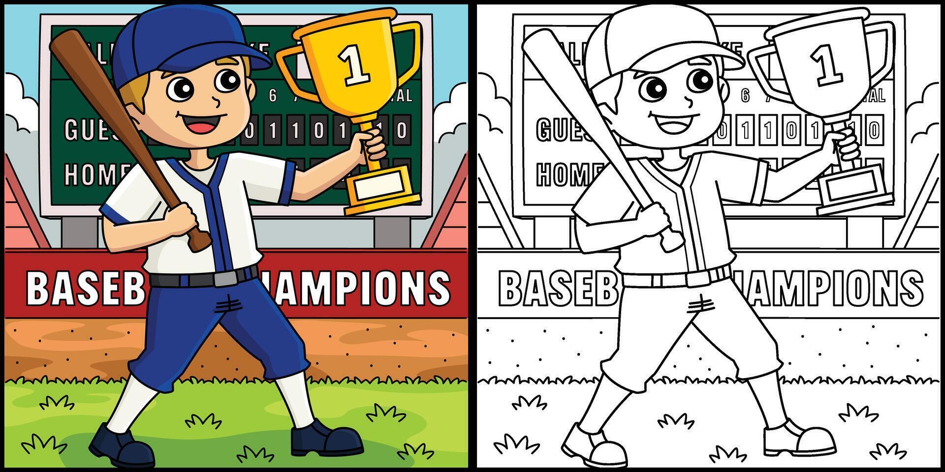Baseball Player Championship Trophy Illustration vector