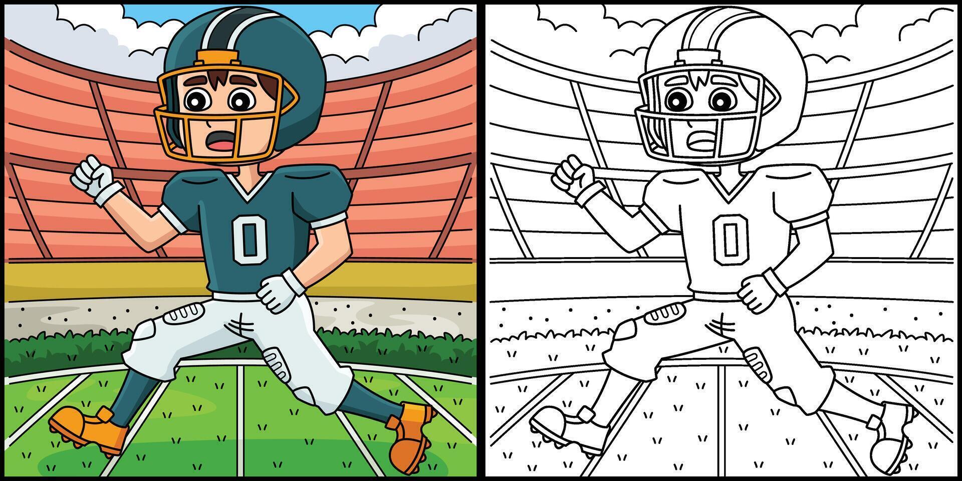 American Football Player Running Illustration vector