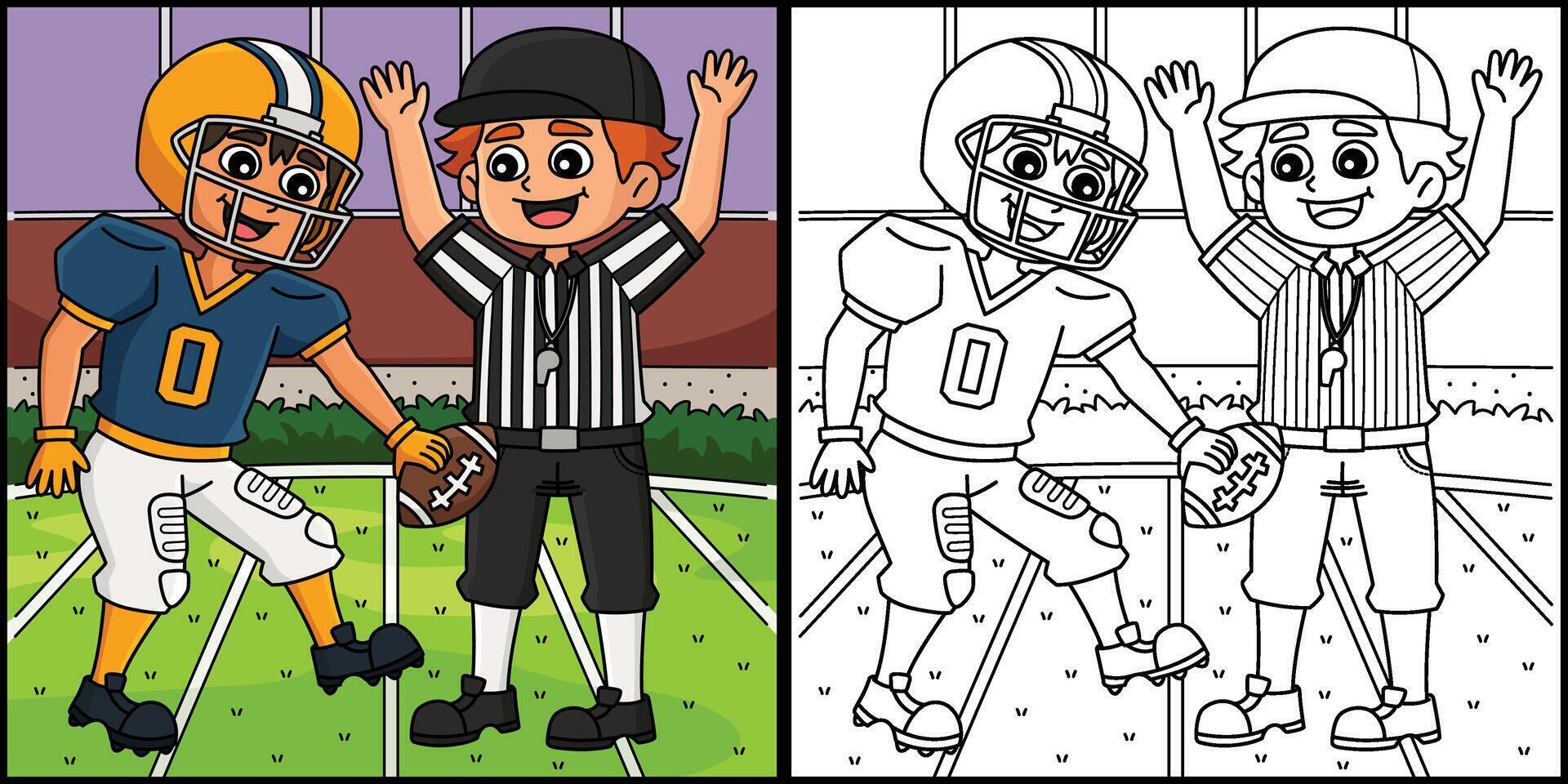 American Football Player and Referee Illustration vector