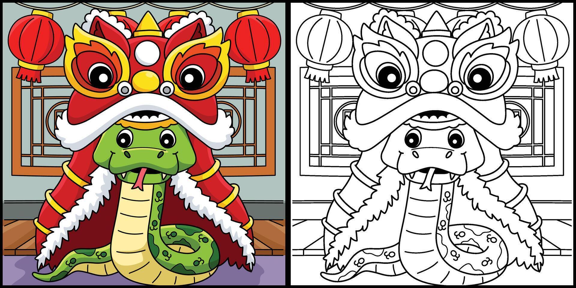 Year of the Snake with Dragon Dance Illustration vector