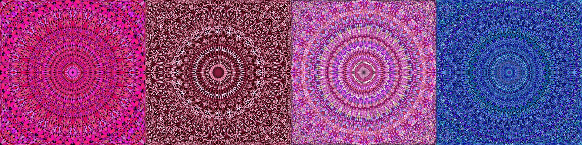 Seamless color geometrical mandala pattern set vector