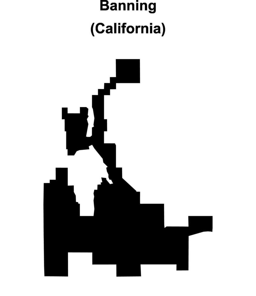 Banning, California blank outline map vector