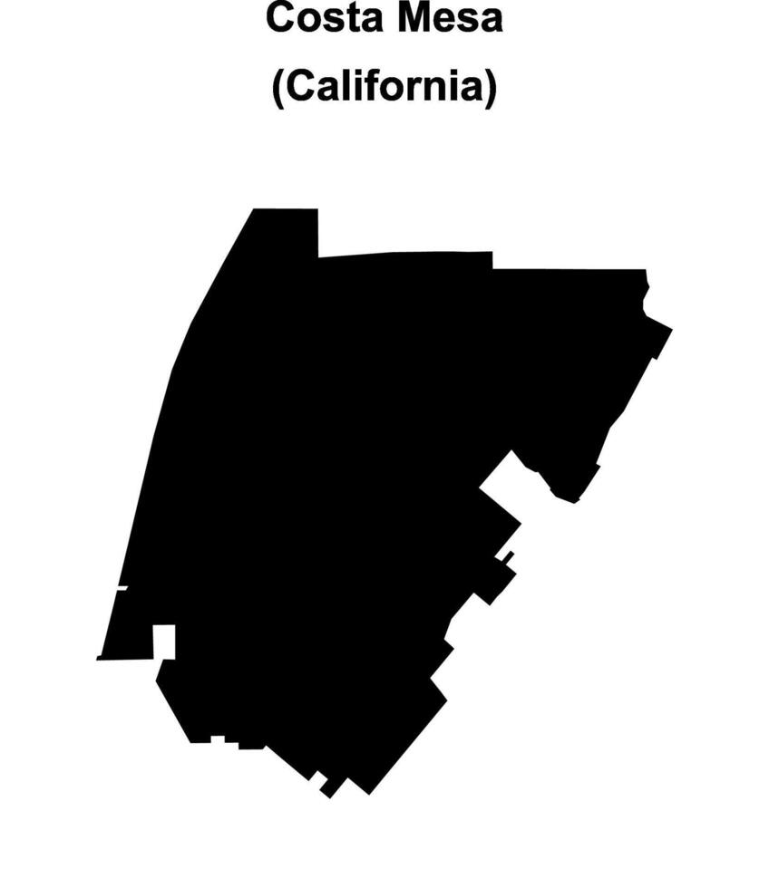 Costa Mesa, California blank outline map vector
