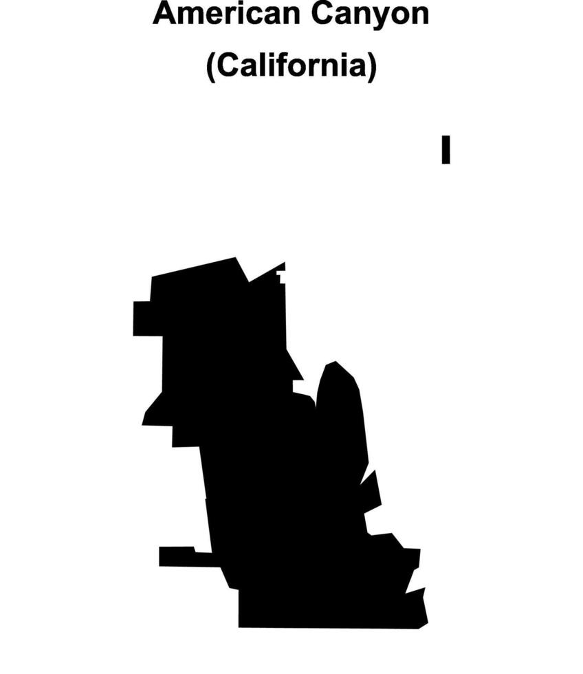 American Canyon, California blank outline map vector