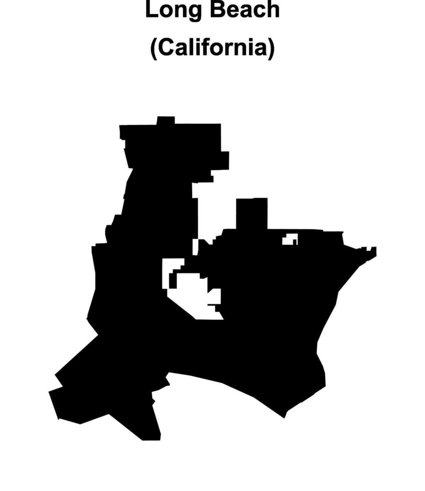 Long Beach, California blank outline map vector