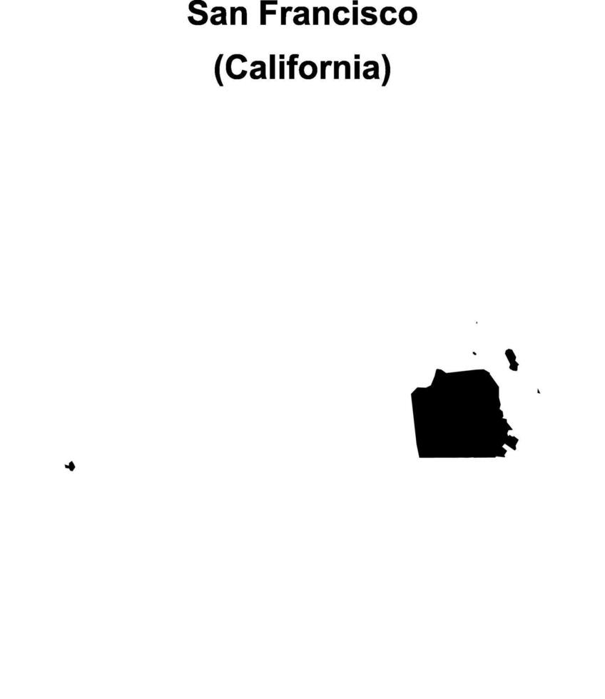 San Francisco, California blank outline map vector