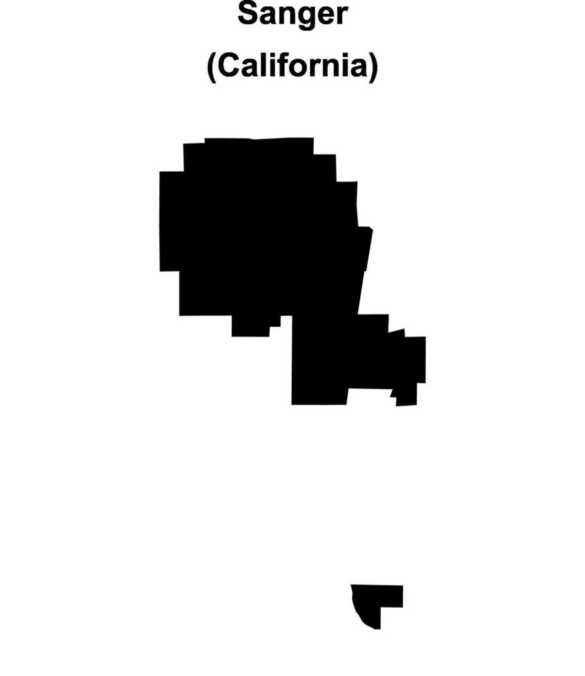 Sanger, California blank outline map vector
