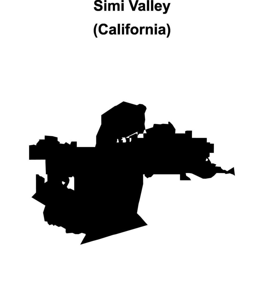 Simi Valley, California blank outline map vector