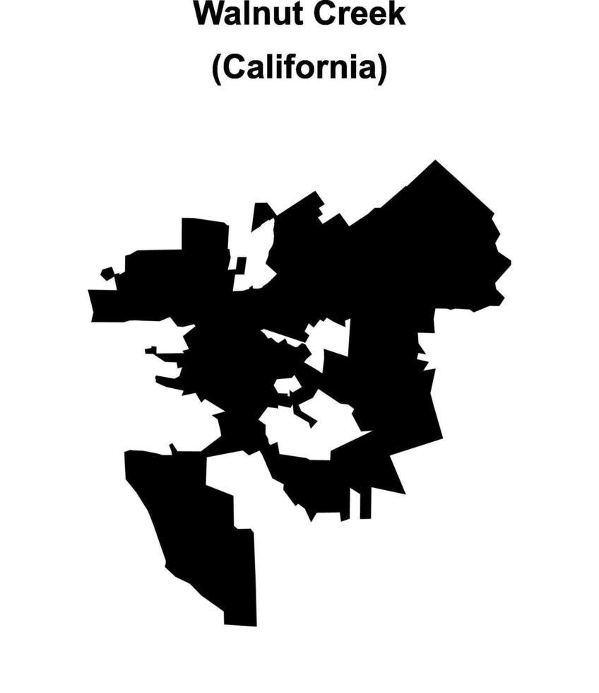 Walnut Creek, California blank outline map vector