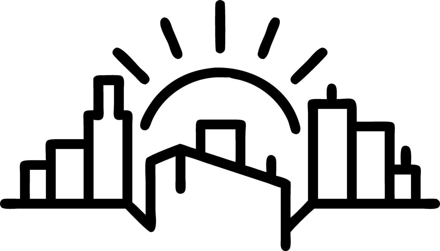 Glossy City Skyline at Sunset vector