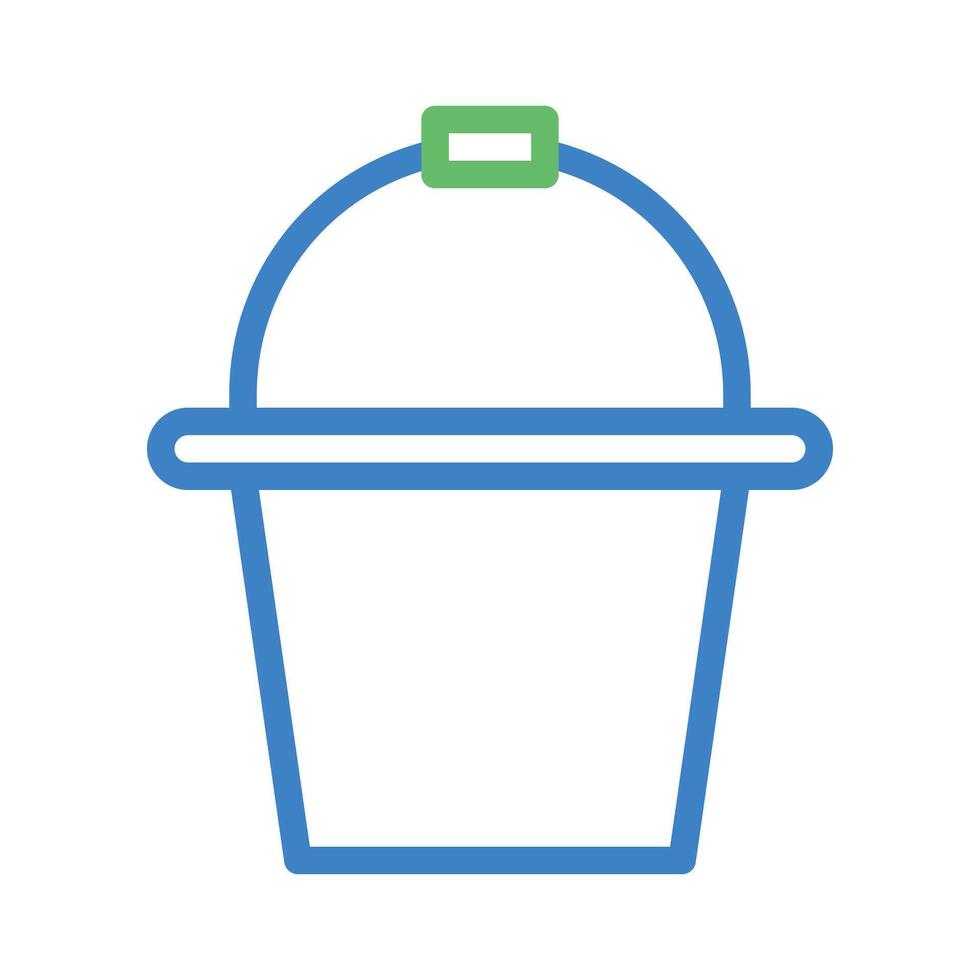 Blue bucket with green handle icon. Concept of cleaning, gardening, and household chores. vector