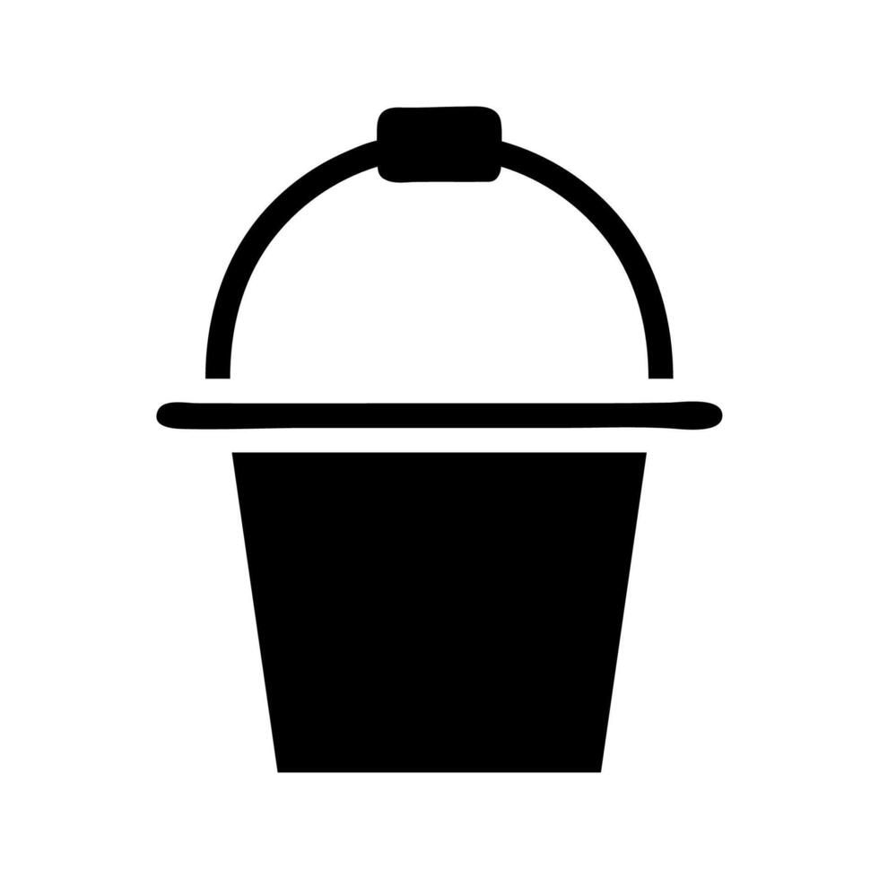 Bucket silhouette icon. Concept of container, cleaning, and gardening. vector