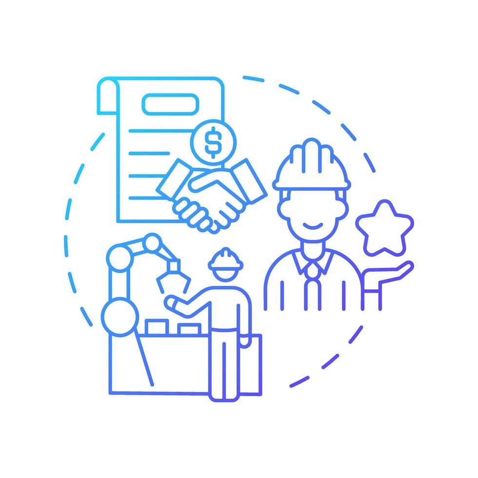 Labor or service subcontracting blue gradient concept icon. Outsourcing specialized work. Workforce management. Round shape line illustration. Abstract idea. Graphic design. Easy to use in article vector