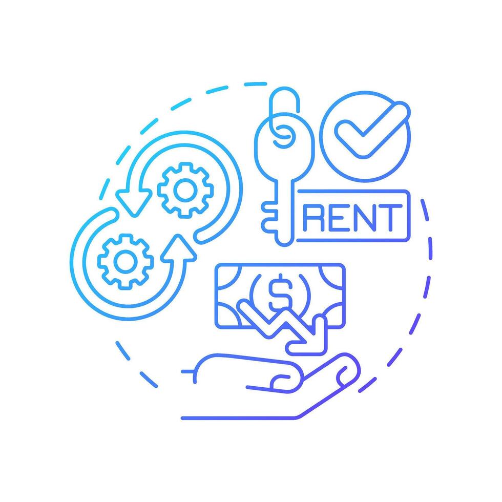 Lower initial costs blue gradient concept icon. Renting equipment. Contract manufacturing benefit. Round shape line illustration. Abstract idea. Graphic design. Easy to use in article vector