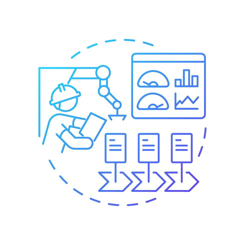 Production technologist blue gradient concept icon. Professional worker. Choosing contract manufacturer. Round shape line illustration. Abstract idea. Graphic design. Easy to use in article vector